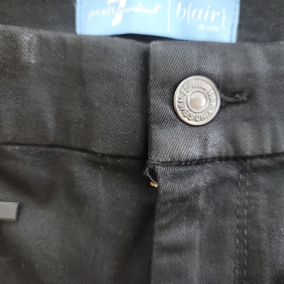 7 For All Mankind Skinny Jean Black Shimmer Ankle Crop Soft Stretch Pant 32 - Picture 4 of 4